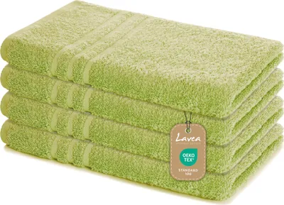 Produktbild von Lavea® 4er Set Handtuch 50x100 cm – Saugstarke und Weiche Handtücher aus 100% Baumwolle, Frottierserie Elena – Lindgrün