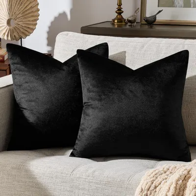 Produktbild von Kissenbezüge Samt Schwarz 50x50 cm 2er Set