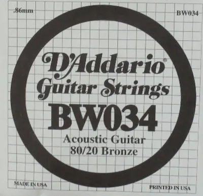Immagine prodotto di D'Addario BW034 80/20 BRONZE 034 Corda singola per chitarra