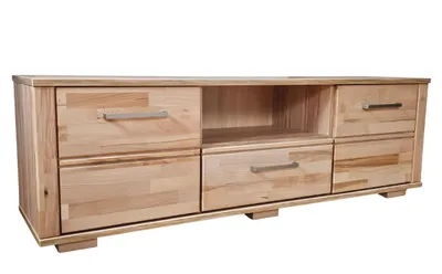 Produktbild von TV Lowboard 140 cm Kernbuche Massivholz-Front Fernsehtisch Kabeldurchlass geölt