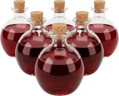Immagine prodotto di Bottiglie di vetro - Set da 6 - Tappo in sughero - 260 ml - Per olio - Trasparente