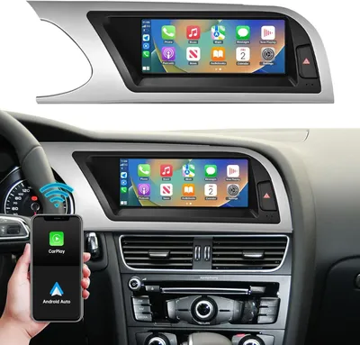 Zdjęcie produktu dla Radio samochodowe 8,9-calowy ekran dotykowy z bezprzewodowym Carplay i Android Auto, przeznaczone do samochodów Audi A5 S5 (2008-2016) z systemem MMI 2G, obsługuje funkcję mirrorlink, kamerę i nawigację