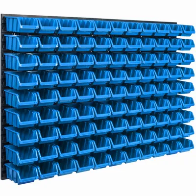 Obrázok produktu pre Nástenný panel na náradie 115 x 78 cm s 99  ks. Krabice závesný Modré Boxy Skladovací systém