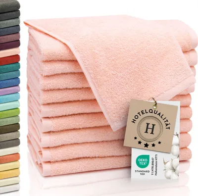Produktbild von 10er Set Gästetücher, Baumwolle, 30x50 cm, 420g/qm, aprikot (rosa)