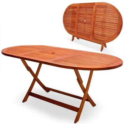 Produktbild von Klappbarer Gartentisch, Akazienholz, 160 x 85 x 75 cm, mit Schirmloch