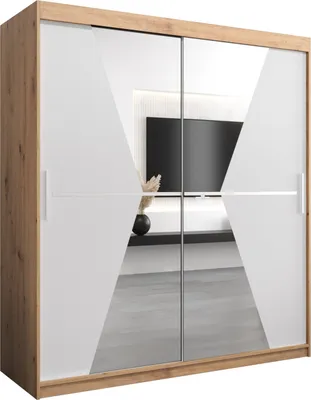 Produktbild von Kleiderschrank, Schiebetürenschrank Schlafzimmer, Schrank mit Spiegel MAROKO 180 cm