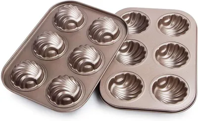 Zdjęcie produktu dla Forma do muffinek "Madeleine", 2-częściowa, z powłoką nieprzywierającą, wymiary 26 x 18 cm, do wypiekania 6 muffinek, można myć w zmywarce