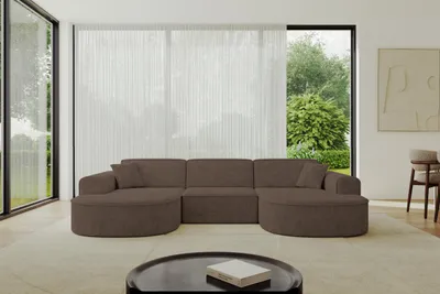 Produktbild von ALTDECOR Ecksofa in U-Form MARI-U1 -303x171x79,5 cm Braun - Corner Sofa Bett Eckcouch Couch L-Form Wohnlandschaft Cauchsofa