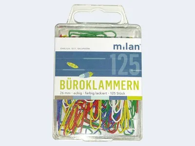 Produktbild von Alco Briefklammern, lackiert, gemischt, 26 mm, SB Dose à 125 St, eckig