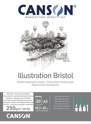 Immagine prodotto di CANSON C200457121 CANSON Blocco da disegno Bristol per illustrazioni, DIN A3, bianco