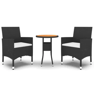 Obrázek produktu pro vidaXL 3dílný zahradní jídelní set Poly ratan Black