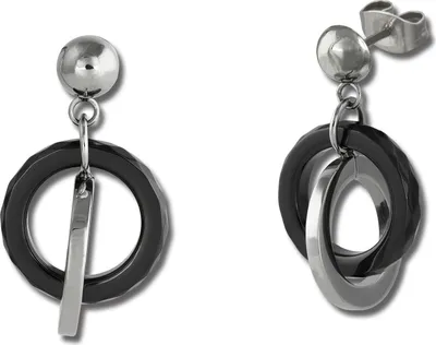 Image de Amello dames boucles d'oreilles argenté noir brillant ESOX21S