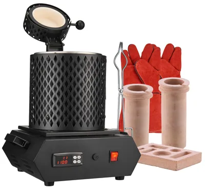 Obrázok produktu pre SucceBuy elektrický taviaci pec na zlato, 1350 W, maximálna teplota 1150 °C, digitálna pec s keramickými žiaruvzdornými miskami (1 kg / 3 kg), vrátane klieští na misky a rukavíc, vhodná na spracovanie zlata, striebra, medi a hliníka, červená