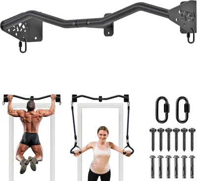 Produktbild von Wandmontierte Klimmzugstange, 81 cm, mit mehreren Griffpositionen, bis 200 kg – Klimmzugstange – Krafttraining