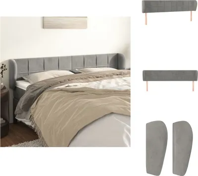 Produktbild von vidaXL Kopfteil mit Ohren Hellgrau 183x23x78/88 cm Samt -  Kopf- & Fußenden