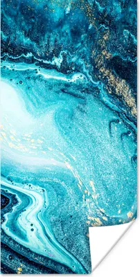 Produktbild von MuchoWow® Poster Marmoroptik - Blau - Gold - Luxe - Glitzer - Marmor 20x40 cm - Plakat - Foto