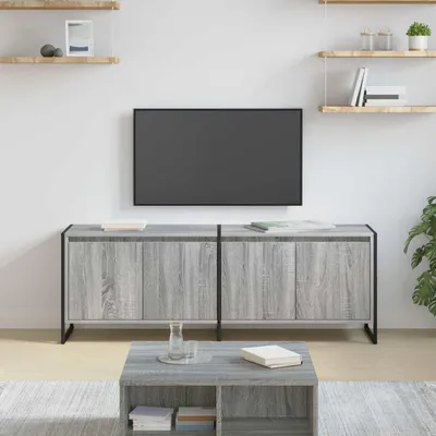 Image de Meuble TV exclusif - Dimensions : 140 x 36 x 49,5 cm - Matériau : panneaux de particules imitation bois Sonoma gris