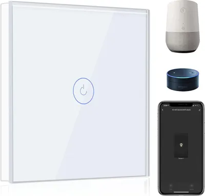 Zdjęcie produktu dla BSEED Smart Wifi dotykowy włącznik światła Alexa i Google, 1-krotny przełącznik, biały