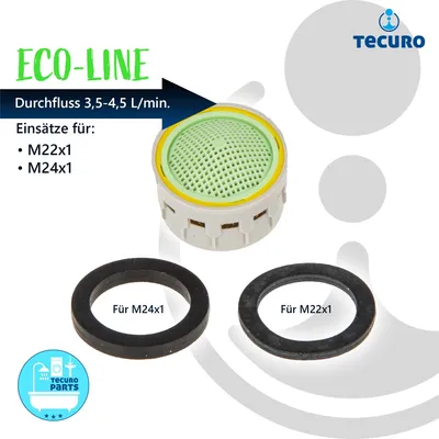 Produktbild von tecuro ECO SPAR Mischdüse - Strahlregler Einsatz für M22 M24, Durchflussklasse T: 3,5 - 4,5 l/min, inkl. Dichtungen