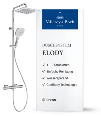 Produktbild von Villeroy & Boch Elody Duschsystem, wassersparendes Komplettset – Chrom