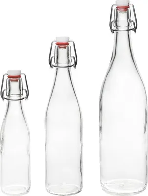 Obrázek produktu pro Recyklovatelné skleněné láhve – 1000 ml – na gin, olej, limonádu, pivo, cider, sodovku, vodku a vodu – sada 6 kusů