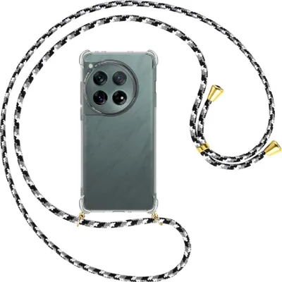 Produktbild von Handykette Backcover-Schutzhülle mit Band (Metall goldfarben) für OnePlus 12 5G (PJD110) - schwarz/grau/weiß