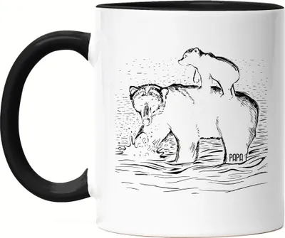 Produktbild von Tasse Schwarz Bärenstarker Papa Spruch Geschenkidee Vatertag Geburtstag Bester Papa Vater