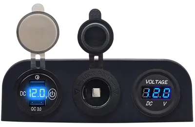 Produktbild von ProRide 12V USB-Ladegerät 2x QC3.0 mit Voltmeter + 12/24V Buchse