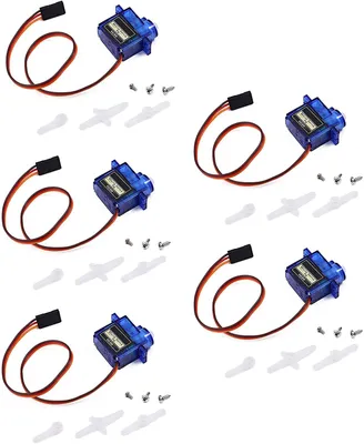 Zdjęcie produktu dla Mikro serwomechanizm 9G do RC helikoptera, samolotu, łodzi i robotów | Precyzyjna kontrola | Kompatybilny z Arduino, Raspberry Pi | Zestaw 5 sztuk