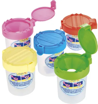 Produktbild von Wasserbecher Höhe 8cm transparent mit farbigem Deckel