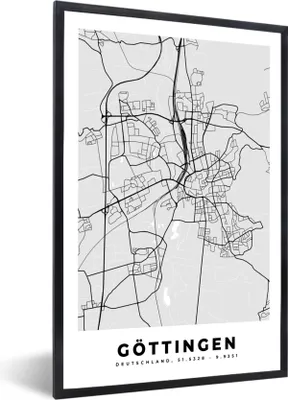 Produktbild von MuchoWow® Gerahmtes Poster Stadtplan - Deutschland - Karte - Göttingen 20x30 cm - Poster mit Schwarzem Bilderrahmen Wandposter Rahmen Foto Bilder - Drucken - Bilder Poster im Rahmen