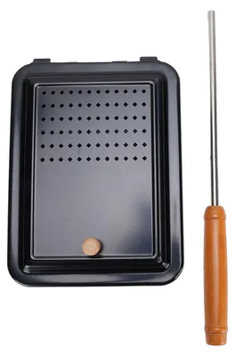 Productafbeelding van IJzeren popcornpan voor op de grill, handmatige pan met houten handvat, geschikt voor thuisgebruik, kamperen en gebruik in de tuin