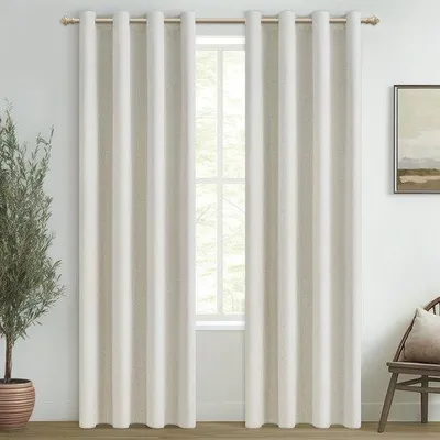 Immagine prodotto di Ibenzoa® Tende oscuranti termiche, set da 2, 140 x 225 cm, oscuramento totale del 100%, aspetto lino, color avorio – ideali per soggiorno e camera da letto