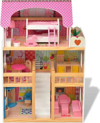 Produktbild von vidaXL 3-Stöckiges Puppenhaus Holz 60 x 30 x 90 cm