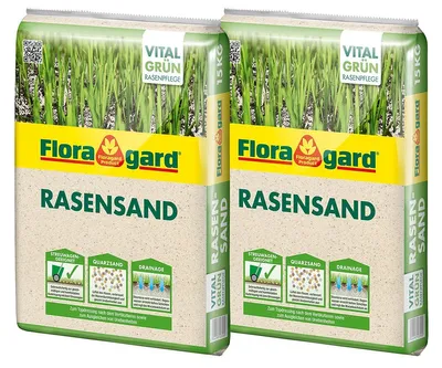 Produktbild von 2 x 15kg Floragard Rasensand, Quarzsand, Gartensand, Rasen - Sand zum Lüften schwerer Böden, für 20m²