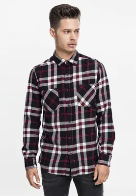 Obrázek produktu pro Pánská košile Urban Classics Checked Flanell Shirt 3 blk/wht/red - S