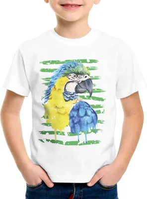 Produktbild von style3 Papagei Sommer Kinder T-Shirt gelbbrustara regenwald vogelfreund vögeln