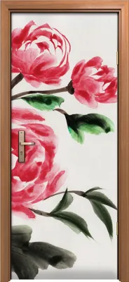 Produktbild von Türposter 80x200 cm Türaufkleber Türtapete Türfolie Klebefolie Gemälde Blume Asiatische Chinesische