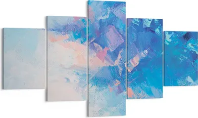 Produktbild von Bild auf Leinwand - Leinwandbild - 5 Teile - Abstraktion blau gemalt - 125x70cm - Wand Bild - Wanddeko - Wandbilder - Leinwanddruck - Bilder - Wanddekoration - Leinwand bilder - EA125x70-4570