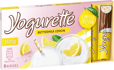 Produktbild von Yogurette Buttermilch Lemon Limited Edition 8 Sommer Riegel 100g