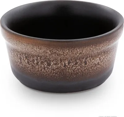 Produktbild von Original Bunzlauer Keramik Dessertschale Ø9,0cm Creme Brulee Soufflee-Förmchen Ragout fin Dip Schale Würzfleisch Auflaufform-Schälchen mit 100 ml für Desserts, Muffins, Pasteten im Design ZACIEK braun