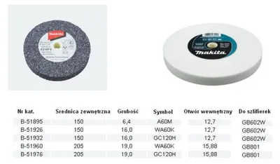 MAKITA Schleifstein 205x19x15,88 mm GC120H für GB801