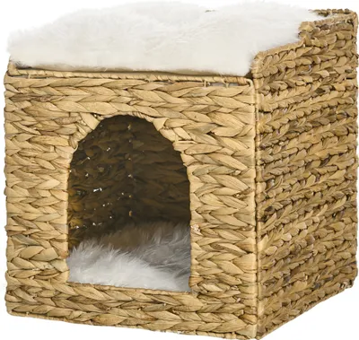 Produktbild von Pawhut PawHut rattanowy domek dla kota z poduszką D30-678V00