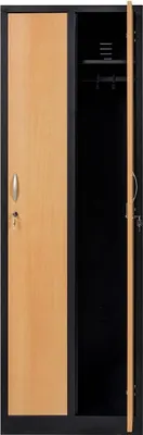 Produktbild von Garderobenschrank 180x60x50 cm – 30 cm Abteile, Stahl, Schwarz