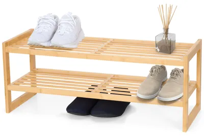 Produktbild von Brixy Schuhregal – 2 Etagen – Bambus-Schuhregal – Schuhschrank – Für 9 Paar Schuhe – Holz