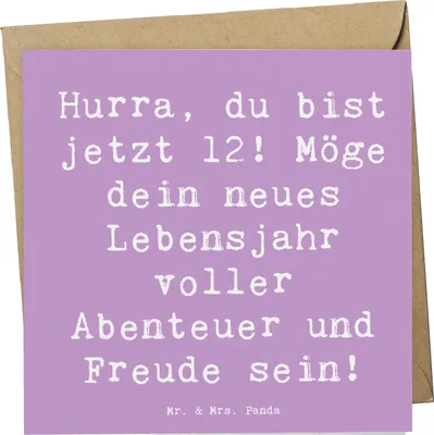 Produktbild von Mr. & Mrs. Panda Grußkarte Spruch 12. Geburtstag - Lavendeltraum - Geschenk, Alter, Klappkarte, Geburtstagskind, Herzliche Glückwünsche, du bist jetzt 12, doppelkarte
