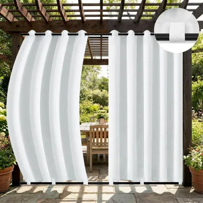 Produktbild von 1x Garden Outdoor Vorhang Wetterfest Mit ösen Wasserdicht extra breite Privatsphäre UV-Schutz für Balkon Terrasse Patio Pavillon, 180x274cm, Weiß