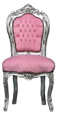 Produktbild von Casa Padrino Barock Esszimmer Stuhl Rosa / Silber