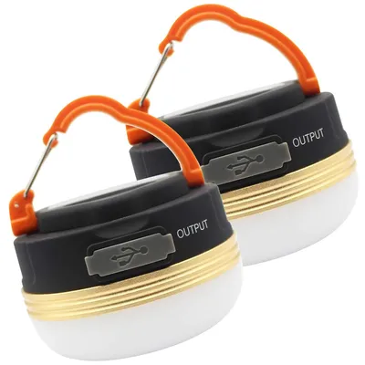 Produktbild von 2pcs Outdoor-Camping-Laternen, wiederaufladbar per Solar & USB,  wasserdicht, 5 W LED,10–30 Std. Laufzeit, tragbar mit Haken & Magnet, multifunktional