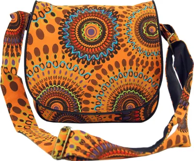 Produktbild von Schultertasche, Hippie Tasche, Goa Tasche - Orange, Uni - Erwachsene, Baumwolle, 22*23*12 cm, Alternative Umhängetasche, Handtasche aus Stoff